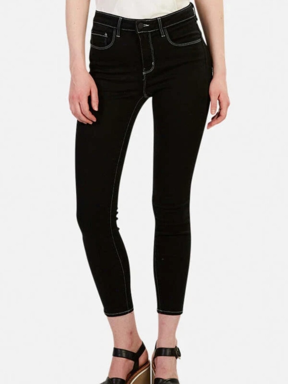 L'AGENCE Margot High Rise Skinny Jeans, Noir Contrast Size 31